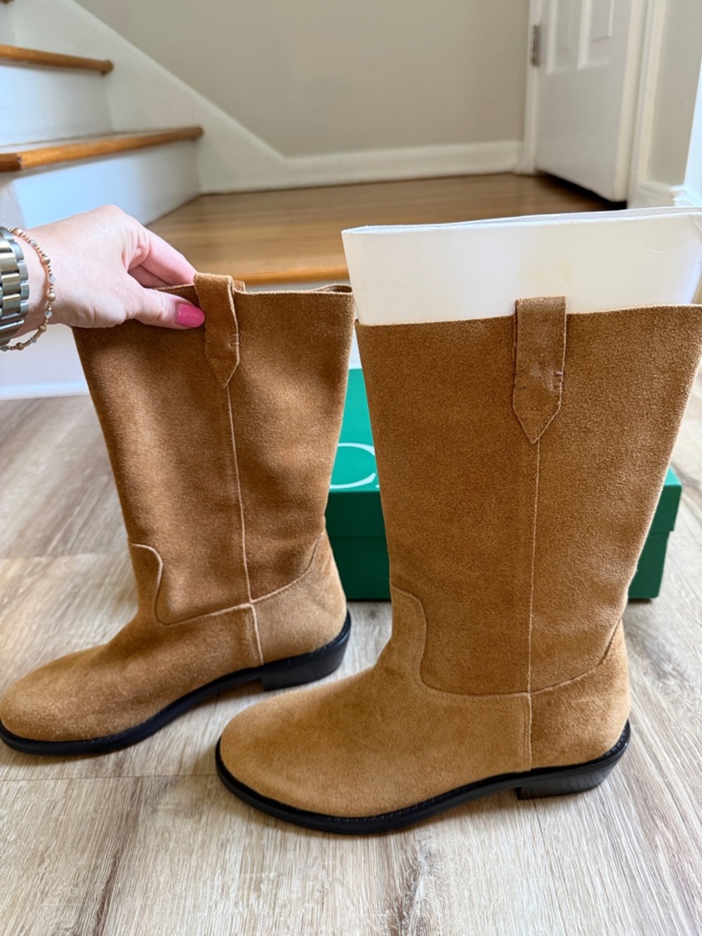 NWT J. Crew Tan Suede Mid-Calf Western Boots - Picture 6 of 9